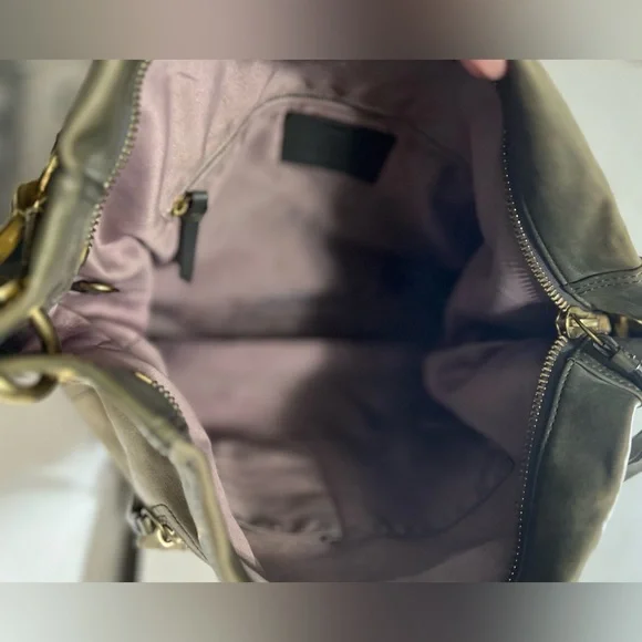 Vintage Y2K Coach Gray Leather Hampton Hobo/Satchel Bag Gold Hardware Turn lock - Picture 8 of 12